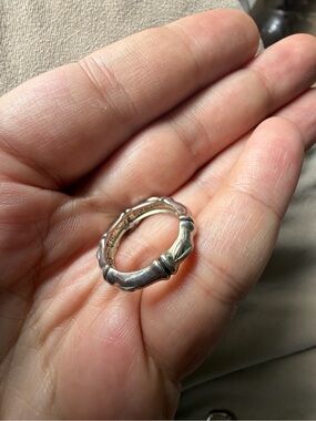 John Hardy Silver Bamboo-Style Ring Size 8